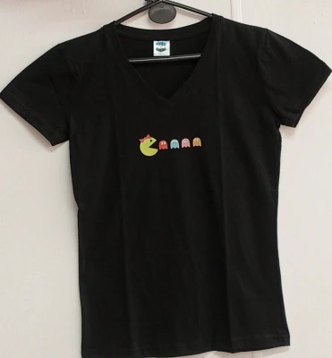 REMERA -  PAC MAN - MUJER - NEGRO