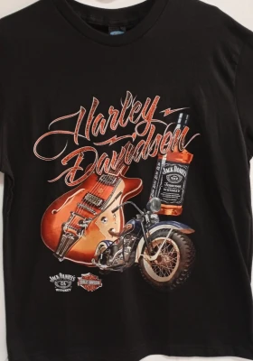 REMERA - GUITARRA HARLEY DAVINSON - HOMBRE - NEGRO