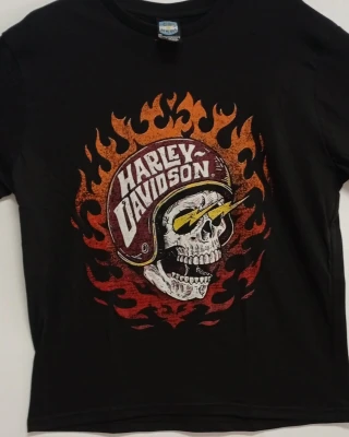 REMERA - HARLEY DAVINSON CALAVERA - HOMBRE - NEGRO