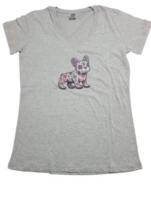 REMERA - PERRO MANDALA - MUJER - GRIS