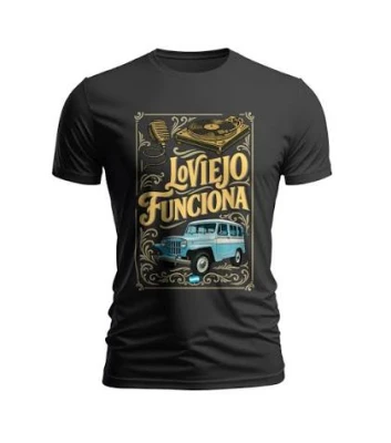 REMERA - LO VIEJO FUNCIONA CAMIONETA - HOMBRE - NEGRO
