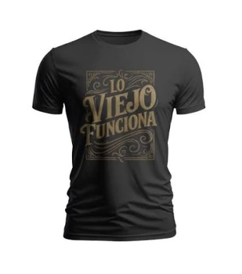 REMERA - LO VIEJO FUNCIONA  - HOMBRE - NEGRO